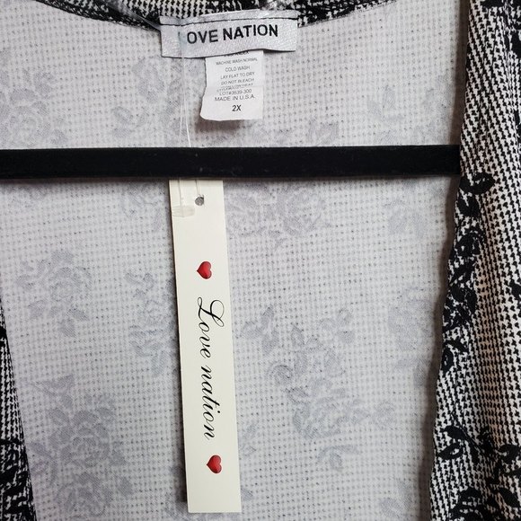 Black roses print size 2XL techno plus size knit duster /kimono/love nation - Picture 3 of 5